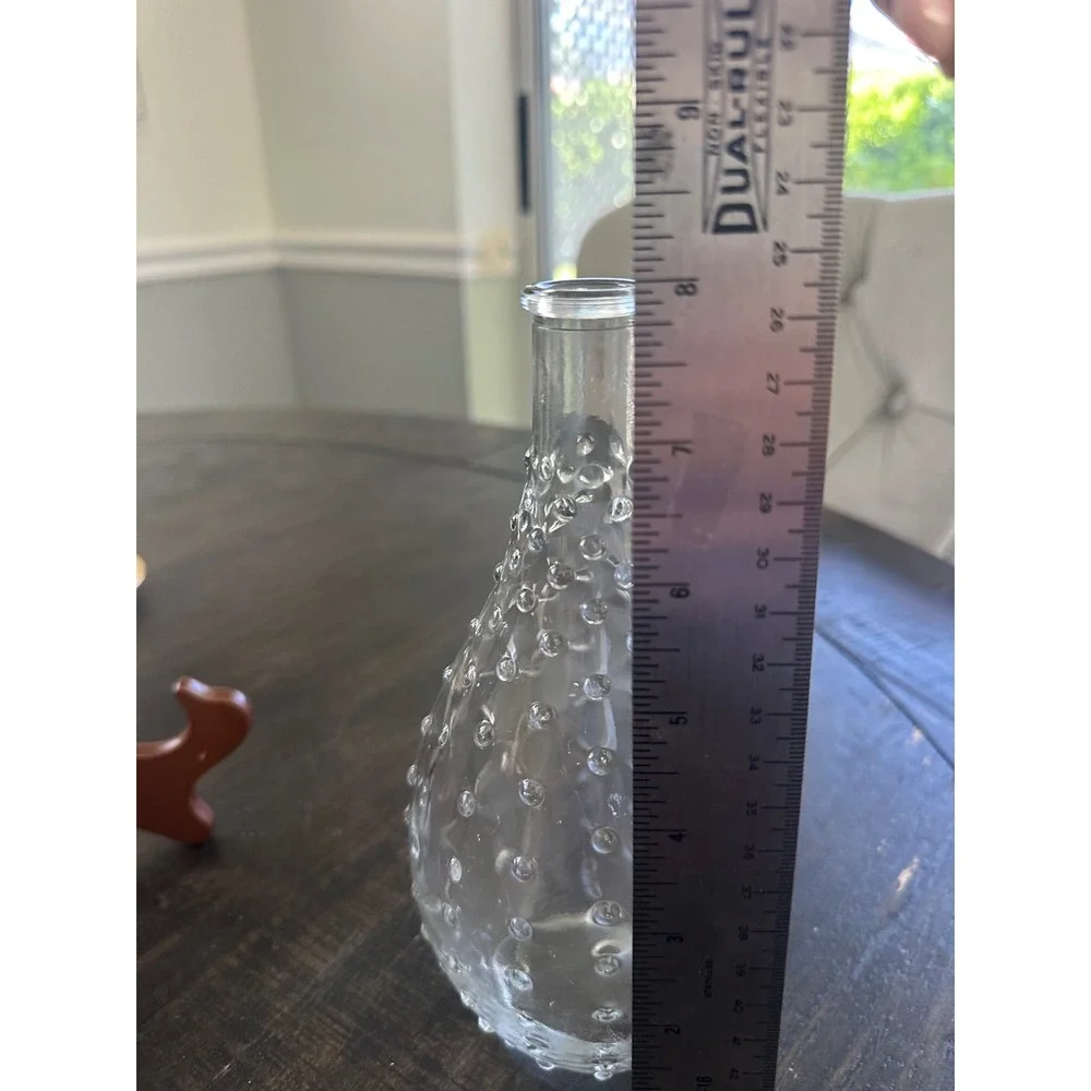 Vintage Clear Glass Hobnail Bubble Bud Vase Teardrop Shape 8.5 Inch EUC